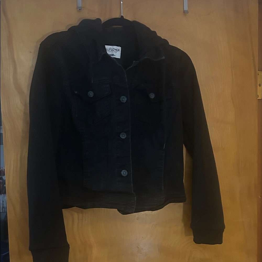 Wallflower Black Jean Jacket with Hood for Juniors